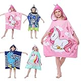 MOKANI Badeponcho Kinder Poncho Handtuch, Mikrofaser Ultra Weich und Saugfähig Badetuch Strandponcho Kind Badehandtuch für Strand Schwimmbad Mädchen Jungen 6-14 Jahre Alt