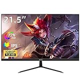 Pisichen 21,5 Zoll Full HD PC Monitor, Computer Monitor 16:9 IPS-Panel (1920 x 1080, HDMI, VGA, 3ms Reaktionszeit, 75 Hz Bildwiederholrate) Schwarz