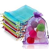 Yorgewd 100 Stück Organzasäckchen, 10 x 15 cmGeschenksäckchen Organzabeutel Verpackungstüten für Hochzeit Baby Shower Weihnachten Geburtstagsfeier(Bunt)