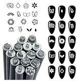 Hitburu Gel Nagel Stempel,15 Stiftstempel | Muster-Set Mit Verschiedenen Designs Maniküre Zubehör Für Frauen Und Mädchen