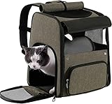 PENCCOR Haustier Hunde Katzen Rucksack mit Fenster und PVC Transparentes Fenster, Katzenrucksack Hunderucksack für Katzen und Kleine Hunde, Faltbare Haustier Rucksack mit Innerer Sicherheitsleine 8kg