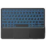 CACOE Tastatur mit Touchpad, QWERTZ Tastatur Kabellose mit 7 Farben Beleuchtete kompatibel mit iPad, Android Tablet, Windows, 10 Zoll Schwarz