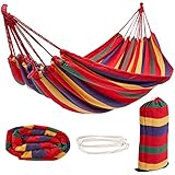Bramble Tragbare Hängematte aus Baumwolle mit Tasche, 270x150cm, 150kg Belastbarkeit - Robust & Einfach Aufzubauen für Garten, Strand, Camping, Indoor & Outdoor
