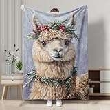 Charmante Alpaka-Fleece-Decke, cremefarben, weich, gemütlich, dekorativ für den Winterurlaub, perfekt für Sofa, Bett, alle Jahreszeiten, 152,4 x 203,2 cm