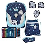 SCOUT Schulranzen LED Sunny II Set 5-teilig Pegasus dunkelblau