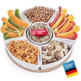 Snacktablett Snack-Teller Serviertablett mit 6 Schalen aus...