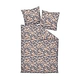 Janine Interlock Feinjersey Bettwäsche Carmen 53092-02 mineralblau Kastanie 1 Bettbezug 135 x 200 cm + 1 Kissenbezug 80 x 80 cm