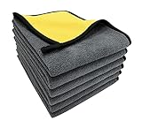 VAIYNWOM 6er Set Mikrofasertücher Autopflege, Sehr Weich Autoreinigung Poliertuch 550GSM Microfasertücher Trockentücher, Fusselfreie Reinigung Auto Motorrad, Innenreinigung, 30x40cm(±1CM) Gelb