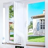 Klimaanlage Fensterabdichtung, Fensterabdichtung für Mobile Klimageräte, Wäschetrockner, Ablufttrockne,400CM(157') Hot Air Stop für Fenster,Double Zip für Dachfenster, Flügelfenster
