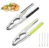 GakQll 6-teiliges Nussknacker Set, Nussknacker Walnüsse, Nußknacker für Walnüsse, mit 2 Nussknackern und 4 Nusspickern, ideal für Familienfeiern, Weihnachtsbäckerei und täglichen Gebrauch