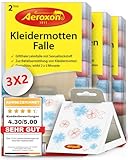 Aeroxon Kleidermottenfalle - Effektiver Mottenschutz für Kleiderschrank und Lagerungen im Dreierpack, 6 Stück - Bekämpft Kleidermotten und schützt Kleidung langfristig.