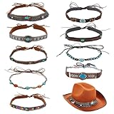 AHANDMAKER 9 Stück Cowboy-Hutbänder, 9 Stile, Ersatz-Hutgürtel, Gemischte Farben, Vintage-Perlen-Hutband Für Sonnenhut, Fedora, Cowboy, Cowgirl-Hüte, Zubehör