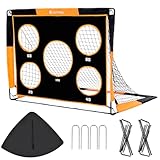 EXTFANS 2-in-1 Fußballtor für Kinder, Pop-Up-Fußballnetz mit Zieltor, 4 U-förmige Stahlpfähle und Tragetasche, Fußballtor für Jungen, Outdoor-Gartentraining, Geschenke (1,5 m x 1,2 m)