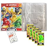 Bundle mit Lego Ninjago Serie 9 Trading Cards - 1 Leere Sammelmappe + 5 Booster + Exklusive Collect-it Hüllen