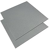 Katara 1672-069 - Bauplatte 2er Set 40cm x 40cm/50 x 50 Pins, Kompatibel Lego, Sluban, Papimax, Q-Bricks, Grau