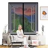 Fliegengitter Tür, Magnet Insektenschutz Balkontür 106 x 222 cm Insektenschutz Zur Einfachen Montage Ohne Bohren Magnetvorhang Selbstschließend für Balkontür, Terrassentür, Schwarz