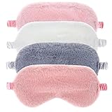 Lusofie Kinder Schlafmaske 4 Stück Plüsch Schlaf Augenmaske Augenbinde zum Schlafen Niedliche Flauschige Schlafaugenmaske Verstellbare Schlafmaske mit Gummiband für Damen Mädchen Kinder