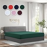 Vency Jersey Spannbettlaken 200x200cm Dunkelgrün - Spannbetttuch 100% Baumwolle, Bettlaken 200x200 Bis 25 cm Matratzenhöhe Dunkelgrün