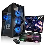 SYSTEMTREFF Gaming Komplett PC Set AMD Ryzen 7 5800X3D 8x4.5GHz | AMD Radeon RX 6900 XT DX12 | 1TB M.2 NVMe | 32GB DDR4 RAM | WLAN Desktop Paket Computer für Gamer, Gaming