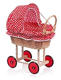 Puppenwagen Kinderwagen Weidenkorb Weiden Holz Korbgeflecht Weidenwagen WAG1