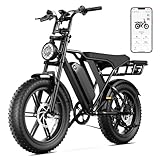 SISIGAD E Bikes Mountainbike Fatbike 20 Zoll Elektrofahrrad Herren Damen Elektro Fahrrad mit LCD Display und App, E Fatbike 36V 13Ah Batterie 250W Motor 25km/h E Fahrrad