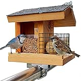 STAFECO Vogelfutterhaus für Balkon oder zum Aufhängen wetterfest Futterhaus Handarbeit aus Natur Holz Vogelhaus Gartenvögel im Garten