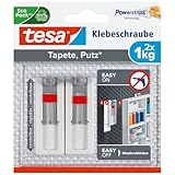 tesa Verstellbare Klebeschraube für Tapeten und Putz, 1 kg, 2 Stück, 77775-00000-00