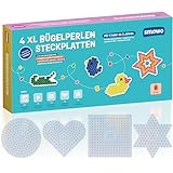 Smowo® 10mm Bügelperlen Platten in vielen Formen - Set mit 4 Steckplatten und Vorlagen - Rund, Stern, Viereck, Herz - Große Stiftplatten für Kinder ab 3 Jahre