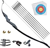 D&Q Erwachsene Recurve-Bogen und Pfeil-Set für Anfänger Linke und rechte Hand Bogenschütze 30lb 40LB Takedown Jagdbogen Outdoor-Ziel Praxis Schießen-40lbs