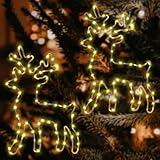 Beleuchtet Rentier Weihnachtsdeko Mit Timer, 120 Warmweiß LED Fenster Beleuchtung Lichterketten 8 Modi Batteriebetrieben Deko für Weihnachten Halloween, Kaminsimsen, Balkon, Party, Hochzeit (2 Stück)