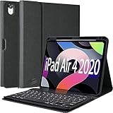 Schutzhülle mit Tastatur für iPad 10,9 Zoll Air 4 2020/Air 5 2022, kompatibel mit iPad 10.9 2023, Schutzhülle mit Stifthalter, magnetisch, abnehmbare Bluetooth-Tastatur mit QWERTZ-Layout (schwarz)