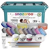 Snazaroo 1172249 Schminkbox für Kinder & Erwachsene – 15 Farben inkl. Glitzer, Pinsel & Schwämme – Schminkset für Halloween, Karneval, Party, Fasching – Hautfreundlich & leicht abwaschbar