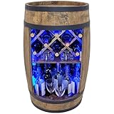 weeco Holzfass mit weinhalter RGB LED Beleuchtung - Weinregal fassbar. Rustikaler deko Barschrank Weinständer – Fassbier, Whiskybar Flaschenständer. Hausbar Geschenk für Mann (Dunkelbraun)