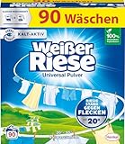 Weißer Riese Universal Pulver (90 Waschladungen), Vollwaschmittel wirkt riesig stark gegen Flecken, Kalt-Aktiv schon ab 20° C, ergiebiges Waschpulver, ideal für Familien mit Kindern