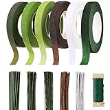 XPAPOV Blumen Arrangement Tool Kit, Set mit 6 Rollen Floral Tape Stiel und 220 Stück Floral Stem Draht Floral Wire (18/22/26 Gauge) für Bouquet Blumen Verpackung und Basteln