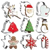 Ausstechformen Weihnachten, 9pcs Ausstecher Weihnachten Keksausstecher Weihnachten aus Edelstahl Linzer Ausstecher von Schneeflocke Baum Weihnachtsmann