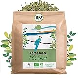 ORIGEENS BIO YERBA MATE TEE 1 KG - Das Original I Ungeröstet, Blätter, Frei von Stängeln, Staub und Krümeln I Energie- und Detoxgetränk