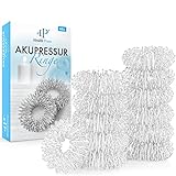 Akupressurring Finger Klein - 12er Set Silber – Anti Stress Finger Ring – Akupressur Massagering + Gratis Anleitungs E-Book