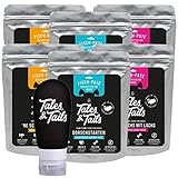 Tales & Tails® - Schlecktubenpaket I Futtertube für Hunde + 6X hochwertige Belohnung zur Befüllung I 6 x 300g Nassfutter I Monoprotein I 100% Fisch Mix