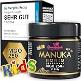 Manuka Honig Kinder | MGO 250+ | 250g | Das ORIGINAL aus NEUSEELAND | Manuka Kids | PUR, ROH & ZERTIFIZIERT | Premium Qualität 100% natürlich | PowerFabrik (250 g)