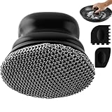 Schrubber für Gusseisenpfanne, Topfreiniger mit 2 Schabern, Kettenbürste für Geschirr, Töpfe, Pfannen, Grillplatten, Grills (Schwarz, kleines Kettenhemd)