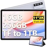 2024 Tablet 11 Zoll 2K-Anzeige Android 13 OS 16GB RAM+256GB ROM(TF 1 TB), 8600mAh, 5G WLAN, GMS Zertifizierung,4 Lautsprecher,8 Core 2.0 GHz,5+13MP | BT 5.0 | Schutzhülle mit Tablette - Grau