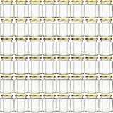 Flaschenland - 48x Sechskantgläser 191ml inkl. goldenem Twist-Off-Deckel als sechseckiges Einmachglas, Marmeladenglas oder Honigglas, Hexagon-Glas für Gelees, Pasteten, Konfitüren, Backofenfest