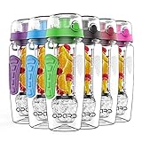 Opard Wasserflasche 946 ml Fruit InfOpard Trinkflasche 946 ml Fruit Infuser Sports Wasserflasche BPA-frei Tritan mit Kühlung Obst Flasche Kostenlose Rezept (Grün)