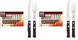 Tramontina 22299/002 Steakbesteck-Set, 12-teilig mit Naturholzgriffen 2-Fach vernietet (Packung mit 2)