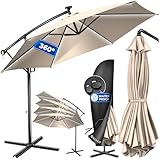 KESSER® Alu Ampelschirm LED Solar Ø350cm Inkl. Abdeckung...