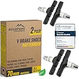 BikePeak V-Brake Fahrrad Bremsbeläge Vorne & Hinten – 2 Paar Bremsbacken 70 mm – V-Bremse Bremsklötze - kompatibel mit Shimano, Tektro, Magura, usw - Bremsschuh Set Matterhoch