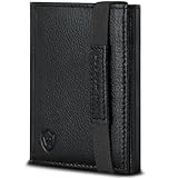 VON HEESEN Slim Wallet mit RFID Schutz - Geldbörse Herren klein - Mini Geldbeutel Damen Portmonee - Kartenetui Echtleder Karten Portemonnaie - Leder Kreditkartenetui Schwarz