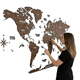 Colorfull Worlds NEU_3D-Weltkarte aus Holz, mehrschichtige Reisekarte mit Hauptstädten, Wanddekoration für neues Zuhause, Geschenk für Reisende, Bürodekoration (M, Orion)