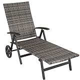 tectake 800722 Aluminium Poly Rattan Sonnenliege mit...